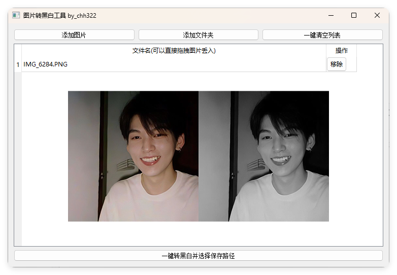 图片批量转黑白添水印工具